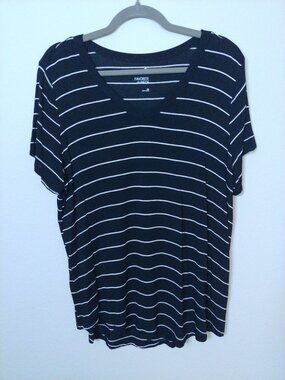 SO Black and White Striped V-Neck T-Shirt